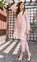 A chic, semi- formal, straight kurta. It is embellished with trendy embroidery on the neckline & damaan and booty chan all over.
