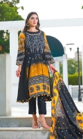 Shirt: Printed Cambric (3 meters) Dupatta: Printed Lawn (2.5 meters) Trouser: Dyed Cambric (2.5 meters)