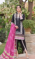 Shirt: Printed Cambric (3 meters) Dupatta: Printed Lawn (2.5 meters) Trouser: Dyed Cambric (2.5 meters)