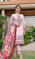 Shirt: Printed Cambric (3 meters) Dupatta: Printed Lawn (2.5 meters) Trouser: Dyed Cambric (2.5 meters)