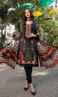 Shirt: Printed Cambric (3 meters) Dupatta: Printed Lawn Doriya (2.5 meters) Trouser: Dyed Cambric (2.5 meters)