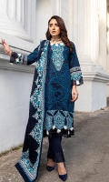 Shirt: Printed Cambric (3 meters) Dupatta: Printed Lawn Doriya (2.5 meters) Trouser: Dyed Cambric (2.5 meters)