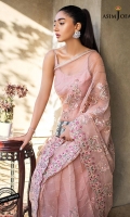 Organza embroidered saree all-over 6.5 meter Viscose raw silk embroidered blouse front and back (W =26