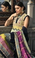 Embroidered and hand touched bodice (1) Lawn for bodice back (0.5 meter) Printed panels on lawn (14) Printed sleeves on lawn (2) Printed silk dupatta (2.5 meter) Dyed trouser (2.5 meter)