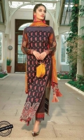 All-over Embroidered Front  30" Embroidered Daaman Border 1 Printed Back and Sleeves 2 meter Embroidered thin border 2.5 meter Printed Trouser  2.5 meter Embroidered Dupatta