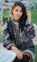 2 embroidered motifs on organza 3 Meters printed shirt on lawn