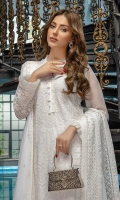 Sequins Embroidered Chiffon Front: 1yard Sequins Embroidered Chiffon Sleeves: 0.62yards Dyed Chiffon Back: 1.25yards Embroidered Chiffon Dupatta: 2.5yards Embroidered Trouser Lace x 2 White Raw Silk Bottom Fabric: 2.5yards White Organza for Dupatta Frills: 1 yard Shirt Length with Border: 44”+ Inner Fabric Included
