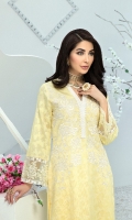 Embroidered Cotton Net Jacquard Front: 1 Pcs (Length 42” with Border, Width 26”) Jacquard Cotton Net Sleeves: 0.6 Yards Dyed Cotton Net Back: 1 Yard Embroidered Organza Daman Border: 0.82 Yards 2 Embroidered Organza Sleeve Laces Shirt Length 40”+  * Inner Fabric Included