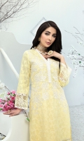 Embroidered Cotton Net Jacquard Front: 1 Pcs (Length 42” with Border, Width 26”) Jacquard Cotton Net Sleeves: 0.6 Yards Dyed Cotton Net Back: 1 Yard Embroidered Organza Daman Border: 0.82 Yards 2 Embroidered Organza Sleeve Laces Shirt Length 40”+  * Inner Fabric Included