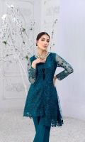 Sequins Embroidered Net Front: 0.82 Yards (Length 40”, Width 30”) Embroidered Net Back: 0.82 Yards (Length 40”, Width 30”) Sequins Embroidered Net Sleeves: 0.6 Yards Shirt Length 40”  * Inner Fabric Included