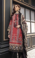 Embroidered and Digital Printed Lawn Front: 1.2yards Digital Printed Lawn Back: 1.2yards Digital Printed Lawn Sleeves: 0.62yards Embroidered Organza Sleeves laces: 2pcs Chiffon Digital Printed Dupatta: 2.5yards Premium Cotton fabric for bottom: 2.5 meters Embroidered Trouser Bunches: 2pcs Shirt Length: 44”+ Shirt width: 30”+