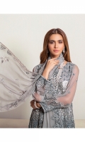 0.75 Yrd Embroidered Crinkle Chiffon Front 1.5 Yrd Embroidered Crinkle Chiffon Back and Side Panels 1 Yrd Embroidered Border for Front 1 Yrd Embroidered Border for Back 1 Yrd Embroidered Crinkle Chiffon Sleeves 2.75 Yrd Embroidered Crinkle Chiffon Dupatta 2.5 Yrd Dyed raw silk pants 2.5 Yrd Dyed cotton silk linning fabric