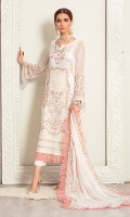 0.75 Yrd Embroidered Crinkle Chiffon Front 1 Yrd Embroidered Crinkle Chiffon Back 0.5Yrd Embroidered Crinkle Chiffon Side Panels 1 Yrd Embroidered Border for Front 1 Yrd Embroidered Border for Back 1 Yrd Embroidered Crinkle Chiffon Sleeves 2.75 Yrd Embroidered Crinkle Chiffon Dupatta 2.5 Yrd Dyed raw silk pants 2.5 Yrd Dyed cotton silk linning fabric
