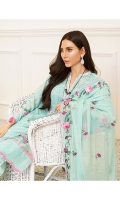 1M : Embroidered Lawn Front 1M : Embroidered Front Border 1M : Embroidered Lawn Sleeves 1.25M : Silver Jacquard Lawn Back 2.5M : Embroidered Crinkle Chiffon Dupatta 2.5M : Dyed Silver Jacquard Cotton Trouser