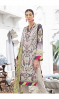 • Embroidered and Digital Printed Lawn Front • Digital Printed Lawn Back and Sleeves • Digital Printed Crinkle Bamber • Chiffon Dupatta • Dyed Cotton Trouser