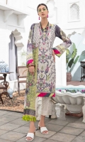 • Embroidered and Digital Printed Lawn Front • Digital Printed Lawn Back and Sleeves • Digital Printed Crinkle Bamber • Chiffon Dupatta • Dyed Cotton Trouser