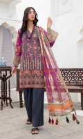 • Embroidered and Digital Printed Lawn Front • Digital Printed Lawn Back and Sleeves • Digital Printed Crinkle Bamber • Chiffon Dupatta • Dyed Cotton Trouser