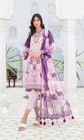 • Embroidered and Digital Printed Lawn Front • Digital Printed Lawn Back and Sleeves • Digital Printed Crinkle Bamber • Chiffon Dupatta • Dyed Cotton Trouser
