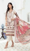 • Embroidered and Digital Printed Lawn Front • Digital Printed Lawn Back and Sleeves • Digital Printed Crinkle Bamber • Chiffon Dupatta • Dyed Cotton Trouser