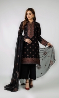 Shirt: Embroidered Lawn - 1 Meter Back: Embroidered Lawn - 1.5 Meter Dupatta: Embroidered Chiffon - 2.5 Meter Shalwar: Plain Cambric - 2.5 Meter