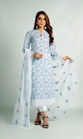 Shirt: Embroidered Lawn - 2.5 Meter Dupatta: Embroidered Chiffon - 2.5 Meter Shalwar: Plain Cambric - 2.5 Meter