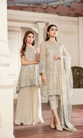 Embroidered Front  Embroidered Sleeves Plain Back Embroidered Sleeves Patch Embroidered Front Patch Embroidered Back Patch Embroidered Dupatta Patch Embroidered Net Dupatta Trousers