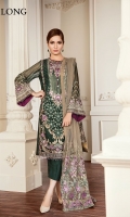 Embroidered Front  Embroidered Side Panel Embroidered Sleeves Plain Back Embroidered Sleeves Patch Embroidered Front Patch Embroidered Back Patch Embroidered Net Dupatta Trousers