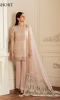 Embroidered Front  Embroidered Sleeves Plain Back Embroidered Sleeves Patch Embroidered Front Patch Embroidered Back Patch Embroidered Net Dupatta Patch Plain Net Dupatta Trousers