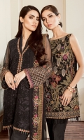 Embroidered Front Panel Embroidered Side Panel Embroidered Sleeves Embroidered Back Embroidered Sleeves Patch Embroidered Front Patch Embroidered Back Patch Embroidered Neckline Patch Embroidered Dupatta Trousers