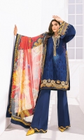 Embroidered Lawn Front Digital Printed Lawn Back Embroidered Lawn Sleeves Embroidered Sleeves Patch (2) Embroidered Neckline Patch Embroidered Front Patch (2) Embroidered Trousers Patch Digital Printed Chiffon Dupatta Dyed Cambric Lawn Trouser