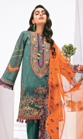Digital Printed Lawn Shirt Embroidered Neckline Patch Embroidered Front Patches (2) Embroidered Trousers Patch Digital Printed Chiffon Dupatta Dyed Cambric Lawn Trouser