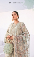 Jacquard Lawn Shirt Embroidered Neckline Patch Embroidered Sleeves Patch Embroidered Trousers Patch Embroidered Net Dupatta Embroidered Net Dupatta Patches (2) Dyed Cambric Lawn Trouser
