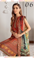 Embroidered Lawn Front Panel Embroidered Lawn Side Panel Digital Printed Back & Sleeves Embroidered Neckline Patches (02) Embroidered Front Patches (03) Embroidered Trouser Patch Digital Printed Chiffon Dupatta Dyed Cambric Lawn Trouser