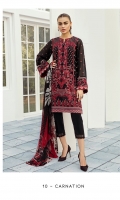 EMBROIDERED LAWN FRONT  DIGITAL PRINTED LAWN BACK  EMBROIDERED LAWN SLEEVES  EMBROIDERED SLEEVES PATCH  DYED CAMBRIC LAWN TROUSERS  DIGITAL PRINTED CHIFFON DUPATTA