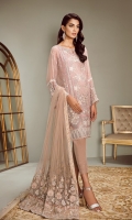 Embroidered Front Embroidered Side Panel Embroidered Sleeves Embroidered Sleeves Patch Embroidered Front and Back Patch Plain Back Silk Trousers Embroidered Net Dupatta