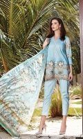 Digital Printed Lawn Shirt Embroidered Front Patch Dyed Cambric Lawn Trousers Digital Printed Chiffon Dupatta