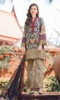 Digital Printed Lawn Shirt 3.15 Meter Embroidered Neckline Patch 1.15 Meter Embroidered Front Bottom Patch 1.00 Meter Embroidered Sleeves Patch 1.00 Meter Digital Printed Pure Chiffon Dupatta 2.50 Meter Dyed Cambric Lawn Trousers 2.50 Meter Embroidered Trousers Patch 1.00 Meter