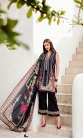 Embroidered Lawn Front  Digital Printed Lawn Back + Sleeves  Embroidered Neckline Patch  Embroidered Front Patch  Dyed Cambric Lawn Trousers  Digital Printed Silk Dupatta