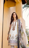 Embroidered Lawn Front  Digital Printed Lawn Back + Sleeves  Embroidered Neckline Patch  Embroidered Front Patches(3)  Embroidered Trousers Patch  Dyed Cambric Lawn Trousers  Digital Printed Silk Dupatta