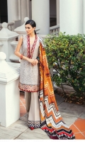 Embroidered Lawn Front (0.95 Yards)  Embroidered Lawn Sleeves (0.72 Yards)  Digital Printed Lawn Back (1.30 Yards)  Embroidered Sleeves Patch (1.10 Yards)  Embroidered Neckline Patch (1.25 Yards)  Embroidered Neckline Patch (0.90 Yards)  Embroidered Front Patches (2) (0.90 Yards Each)  Embroidered Accessories (10 Pcs)  Printed Pure Silk Dupatta (2.70 Yards)  Dyed Cambric Lawn Trousers (2.10 Yards)  Embroidered Trousers Patches (2) (1.10 Yards Each)