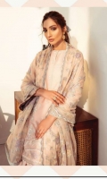 Embroidered Swiss Lawn Front Embroidered Swiss Lawn Side Panel Plain Swiss Lawn Back Embroidered Swiss Lawn Sleeves Embroidered Sleeves Patch Embroidered Front + Back Patch Embroidered Chiffon Dupatta Embroidered Dupatta Patch Dyed Cambric Lawn Trouser
