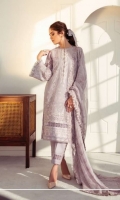 Embroidered Swiss Lawn Front Plain Swiss Lawn Back Embroidered Swiss Lawn Sleeves Embroidered Sleeves Patch Embroidered Front + Back Patch Embroidered Chiffon Dupatta Embroidered Dupatta Patch Dyed Cambric Lawn Trouser