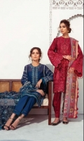 Embroidered Swiss Lawn Front Plain Swiss Lawn Back Embroidered Swiss Lawn Sleeves Embroidered Sleeves Patch Embroidered Front + Back Patch Digital Printed Cotton Dori Dupatta Dyed Cambric Lawn Trouser
