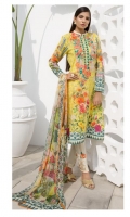 Chiffon Printed Dupatta: 2.5 M Lawn Front Printed: 1.1 M Lawn Back Printed: 1.1 M Lawn Sleeves Printed: 0.6 M Dyed Pants: 2.5 M Embroidered Neckline Patti: 0.8 M Embroidered Front Border: 0.6 M Embroidered Pant Motifs: 2 Pc