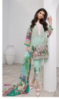 Silk Printed Dupatta: 2.5 M Lawn Texture Front Printed: 1.1 M Lawn Texture Back Printed: 1.1 M Lawn Texture Sleeves Printed: 0.6 M Dyed Pants: 2.5 M Emroidered Front Border: 0.6 M Emroidered Pant Border: 1.0 M Embroidered Neckline: 1 Pc Embroidered Pant Motifs: 2 Pc