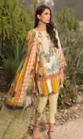 Printed Shirt: 2.9 M Dyed Pants: 2.5 M Printed Chiffon Dupatta: 2.5 M Embroidered Neckline: 1 Pc  Embroidered Pant Motifs: 2 Pc
