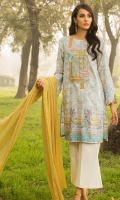 Printed Shirt: 2.9 M Dyed Dobby Dupatta: 2.5 M Embroidered Front Motif on Fabric: 1 Pc