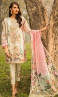 Printed Shirt: 2.9 M Dyed Pants: 2.5 M Printed Chiffon Dupatta: 2.5 M Embroidered Neckline: 1 Pc  Embroidered Pant Motifs: 2 Pc