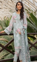 Printed Shirt: 2.9 M Dyed Pants: 2.5 M Printed Chiffon Dupatta: 2.5 M Embroidered Neckline: 1 Pc Embroidered Pants Motifs: 2 Pc