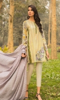 Printed Shirt: 2.9 M Dyed Dobby Dupatta: 2.5 M Embroidered Front Motif On Fabric: 1 Pc
